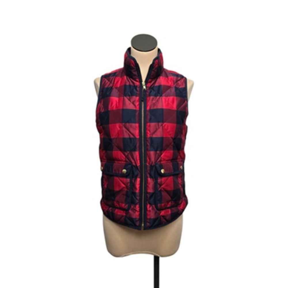 J Crew Vest‎ Womens Small Quilted Puffer Buffalo Plaid Sleeveless Outdoor